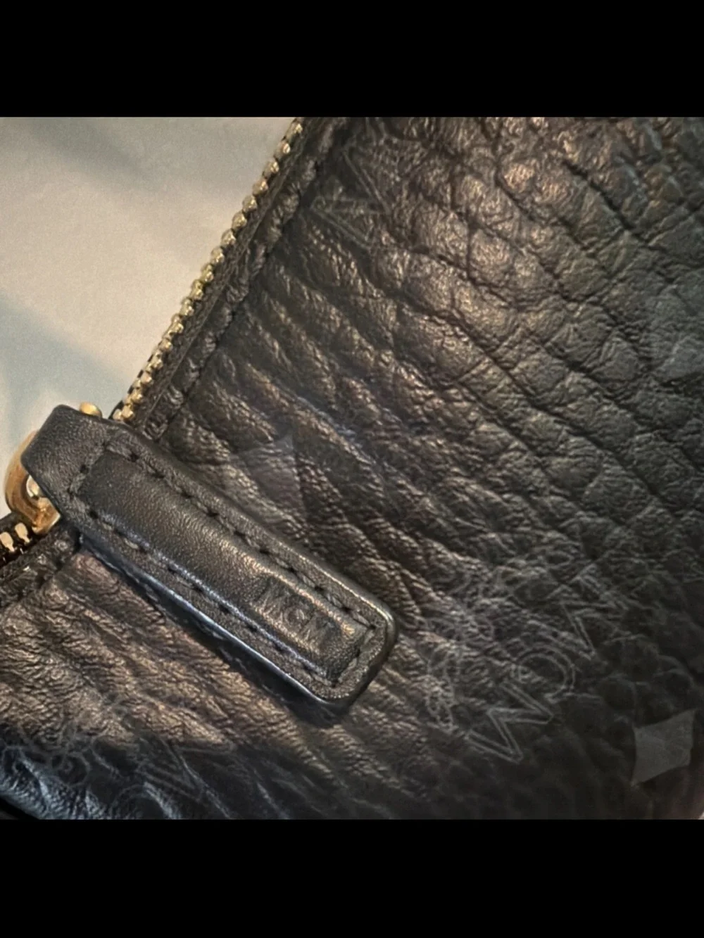 MCM Aren Visetos Monogram Print Shoulder Bag Black Pebble Leather & Card Wallet - Picture 5 of 16